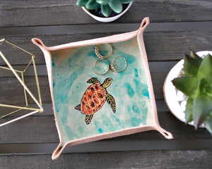 Leather Sea Turtle Valet Tray