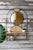Metal Wall Mirror with Recycled Wood Shelf and Rattan Detail