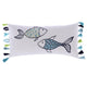 Embroidered Fish Lumbar Pillow with Tassles