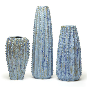 Blue Coral Reef Hand Crafted Vases - Set of 3