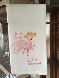 Flamingo Unsupervised Quote Dishtowel