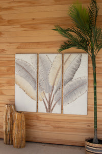 Painted Metal Palm Triptych